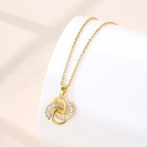 Gold Plated Stainless Steel Knot Zircon Necklace